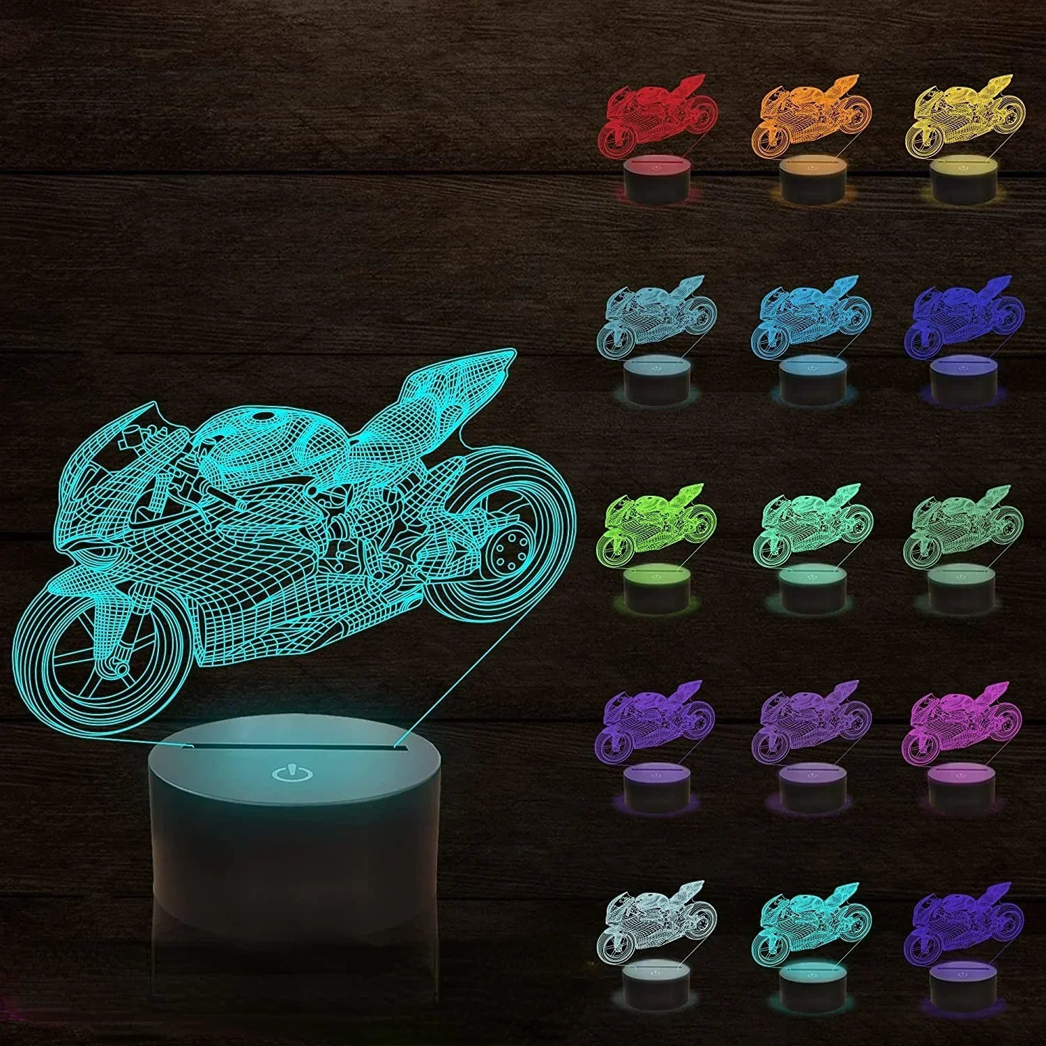 LumiBike - 3D LED Nachtlampje met Motor Design voor Bikers & Kinderkamer Decoratie