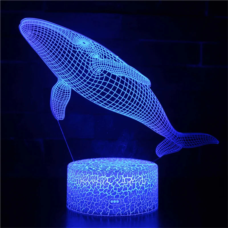 AquaGlow – 3D LED Nachtlamp met Walvis Illusie voor Kinderkamers