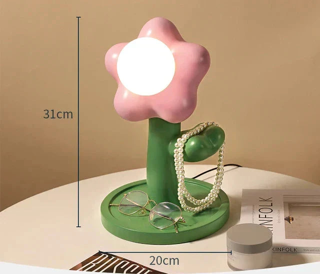 BloomShine - Lámpara de mesa LED en forma de flor para habitación infantil – Lámpara nocturna decorativa con diseño floral, iluminación regulable
