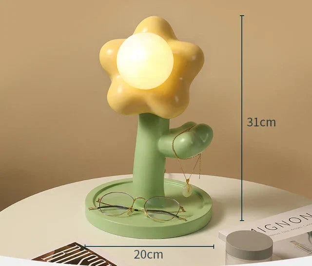 BloomShine - Lámpara de mesa LED en forma de flor para habitación infantil – Lámpara nocturna decorativa con diseño floral, iluminación regulable