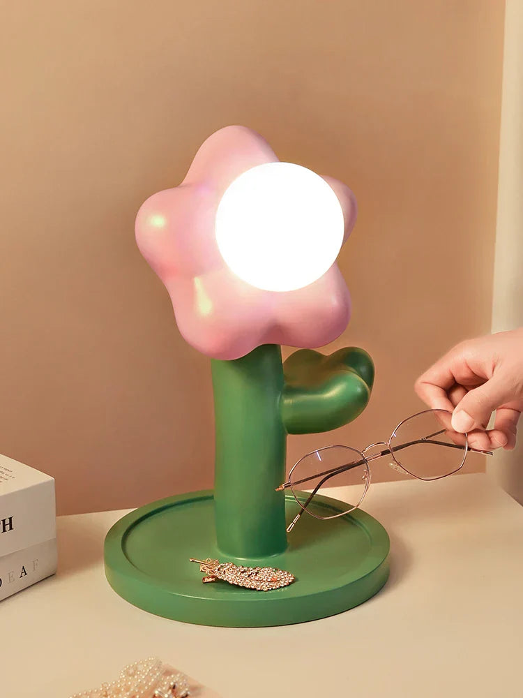 BloomShine - Lámpara de mesa LED en forma de flor para habitación infantil – Lámpara nocturna decorativa con diseño floral, iluminación regulable