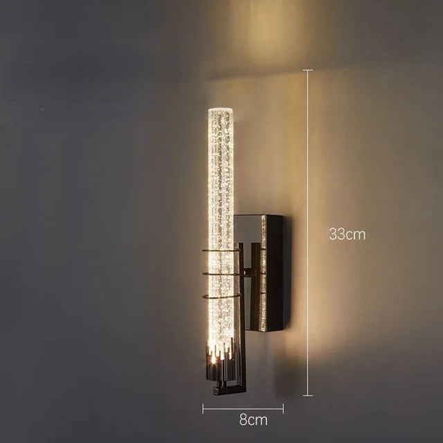 CrystalGold - Elegante lampada da parete LED in oro con cristalli per soggiorno e camera da letto