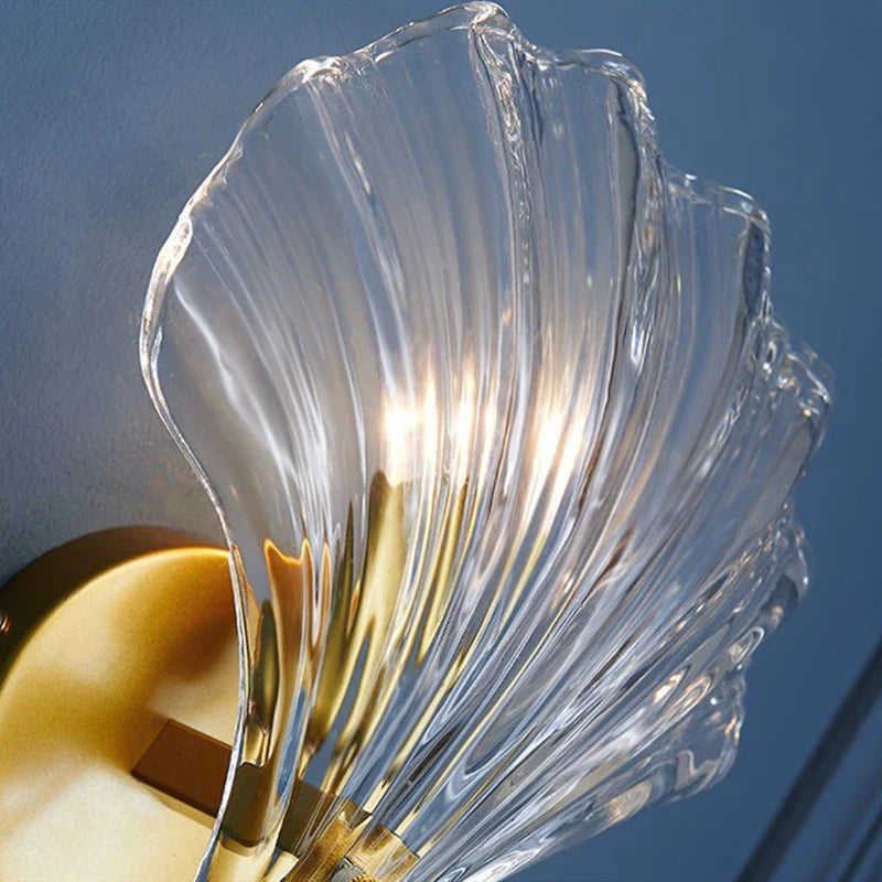 SeaShell - Lámpara de pared de vidrio con forma de concha