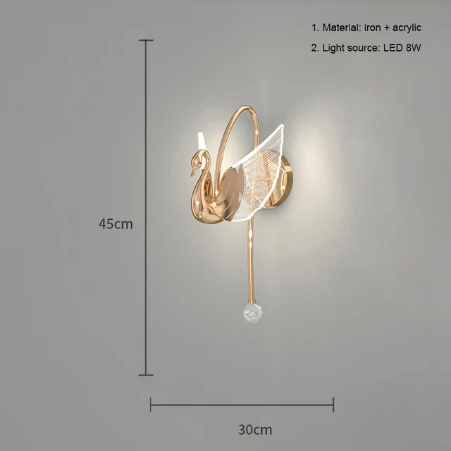 SereneSwan – Elegante Sierlijke Wandlamp voor Luxe Interieurs