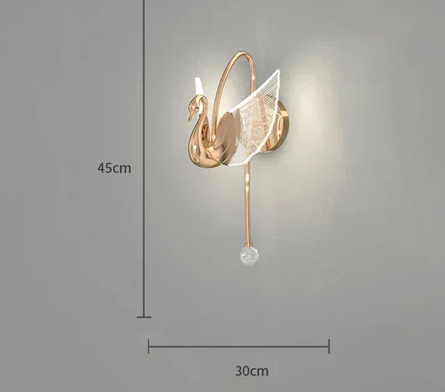 SwanGlow - Gouden Zwaan Wandlamp Moderne LED Verlichting