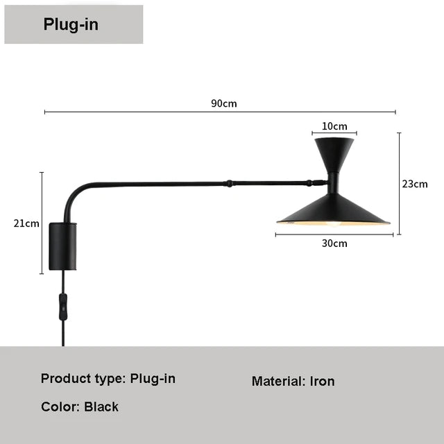 LumiFlex - Lámpara de Pared Nórdica de Columpio – Lámpara de Lectura LED Ajustable para Espacios de Vivienda y Trabajo