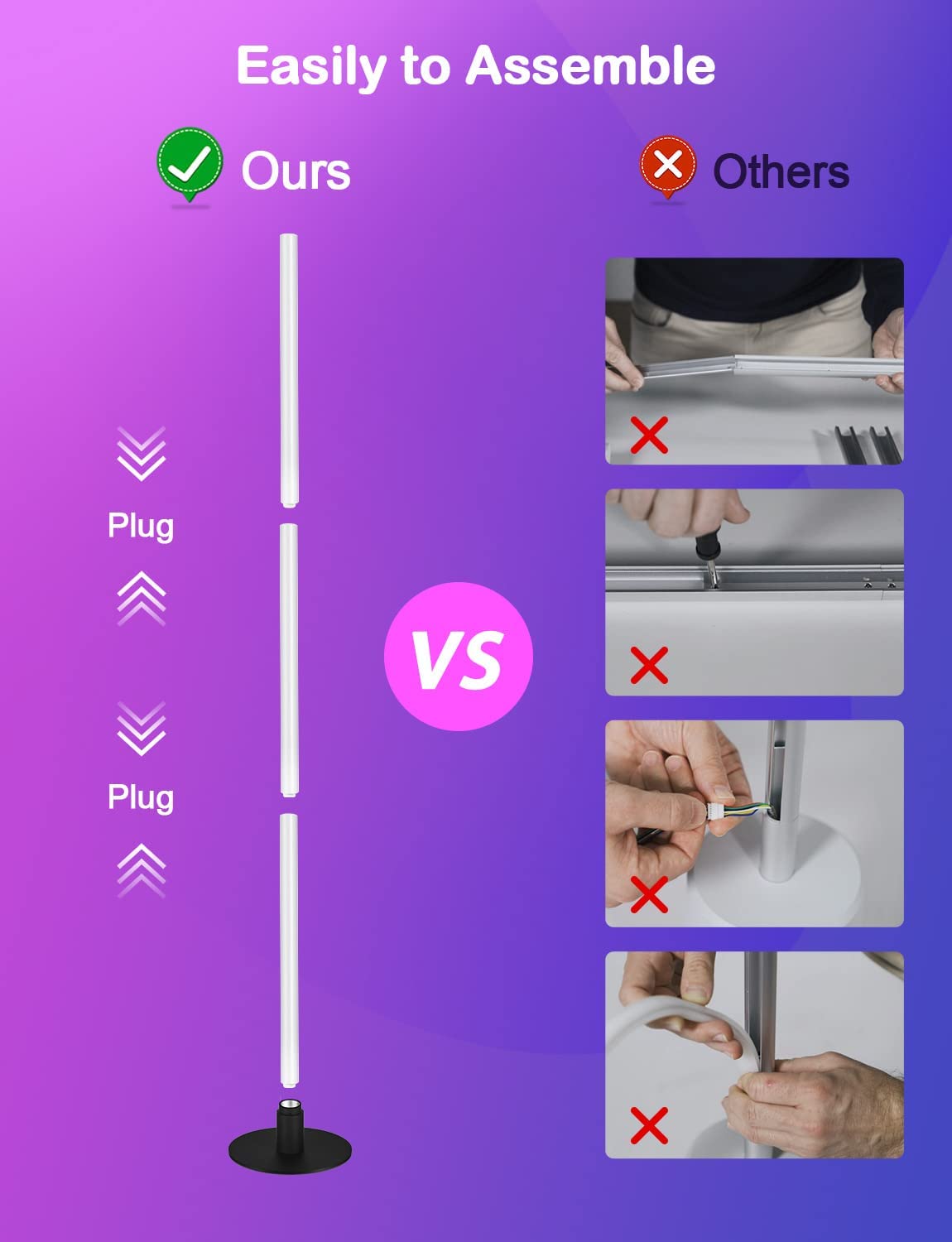 Lampada ad angolo illuminata con LED a 360 gradi