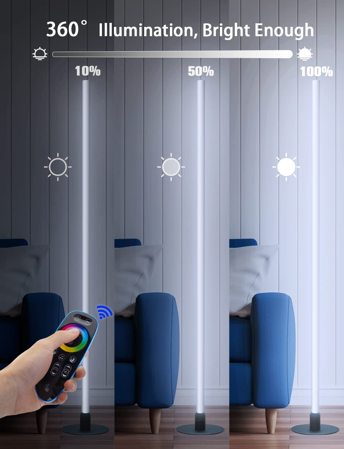 Lampada ad angolo illuminata con LED a 360 gradi