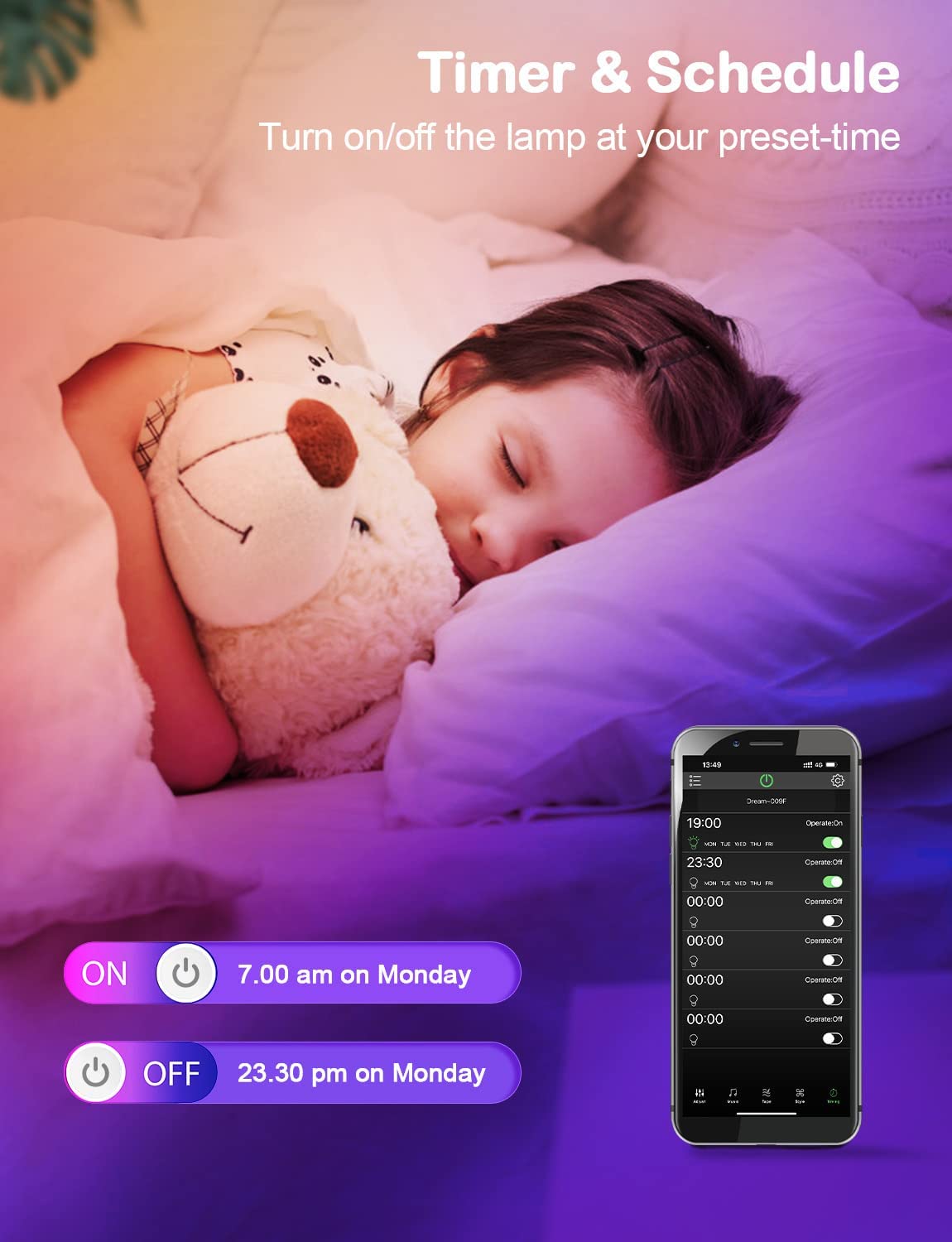 Lampada ad angolo illuminata con LED a 360 gradi