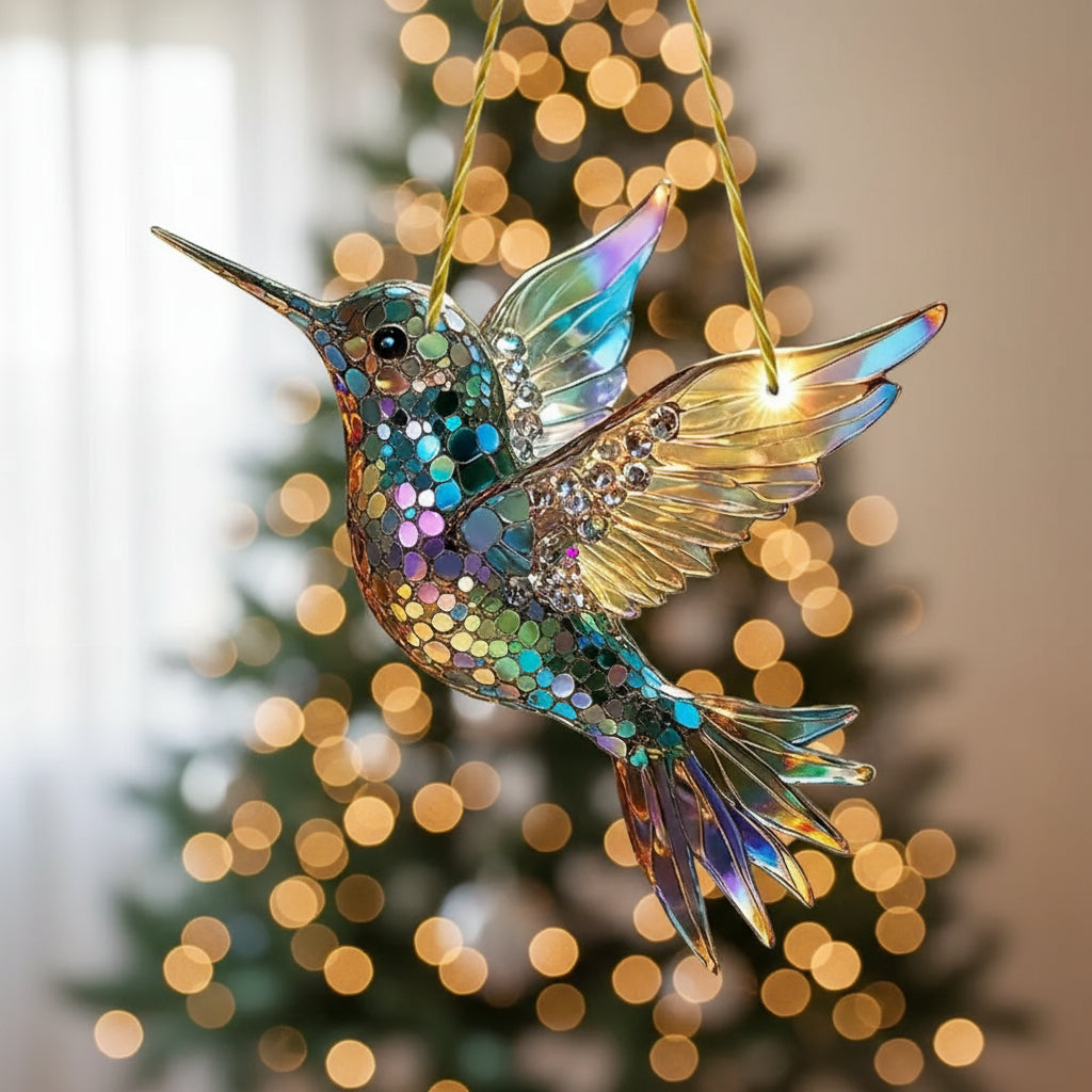 Decoração de Janela Apanhador de Sol Beija-flor Colorido Acrílico Decoração Suspensa