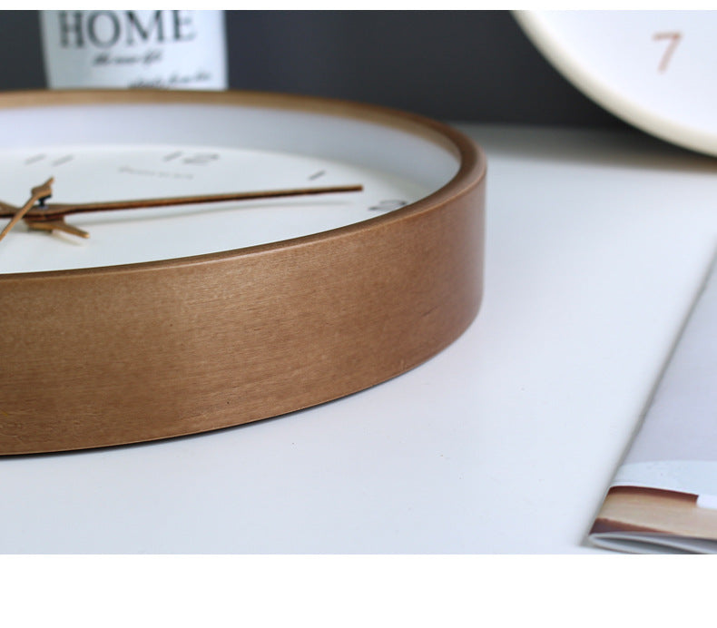 Reloj de Pared Analógico Simple de Madera Maciza para el Hogar