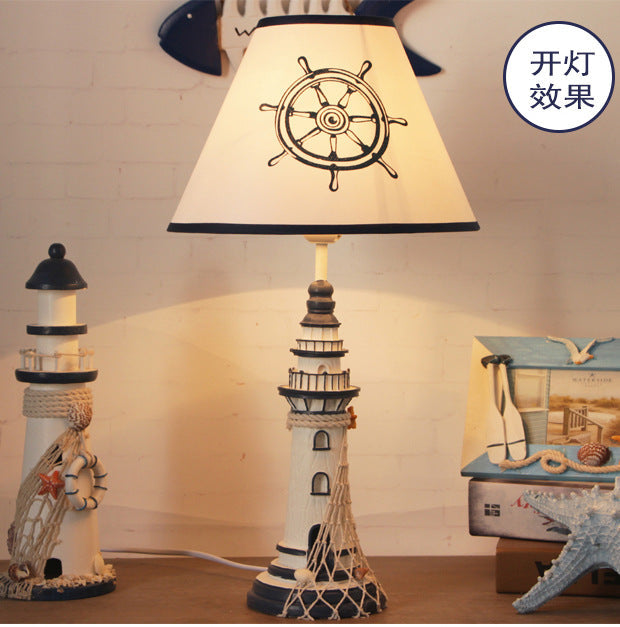 Resin Lighthouse Desk Lamp - Nautical Children's Desk Lamp with Plug-in Cord