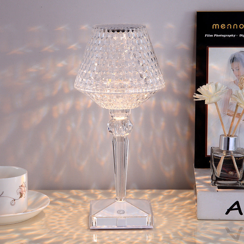 Lámpara de mesa de cristal con 3 opciones de iluminación regulables