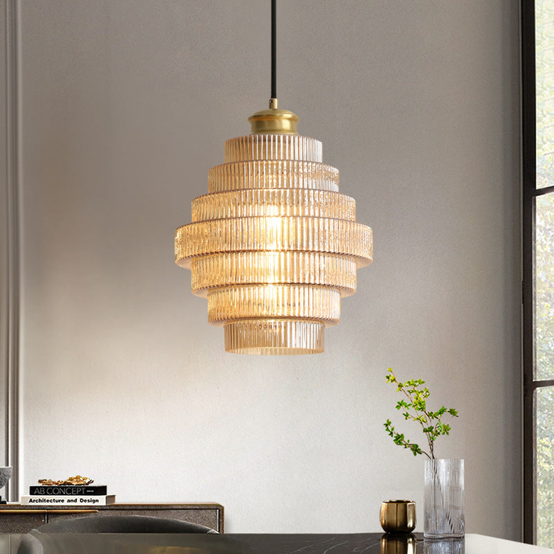 Phallic-shaped Brass Glass Pendant Lamp