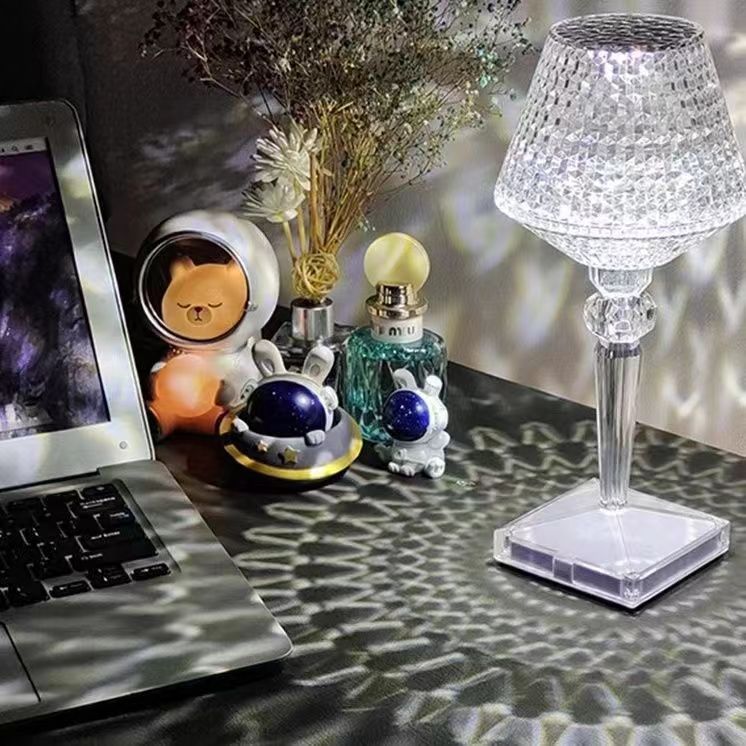 Lámpara de mesa de cristal con 3 opciones de iluminación regulables