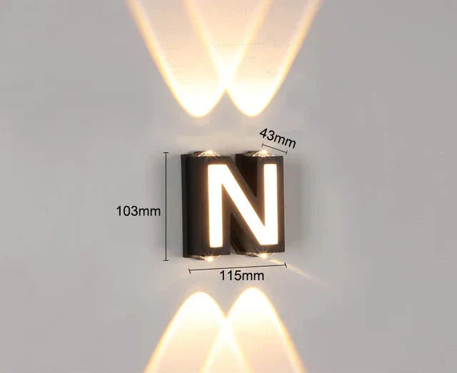 LumiLetter - LED Outdoor Wall Lamp with Illuminated Letters – Weatherproof Decorative Lighting