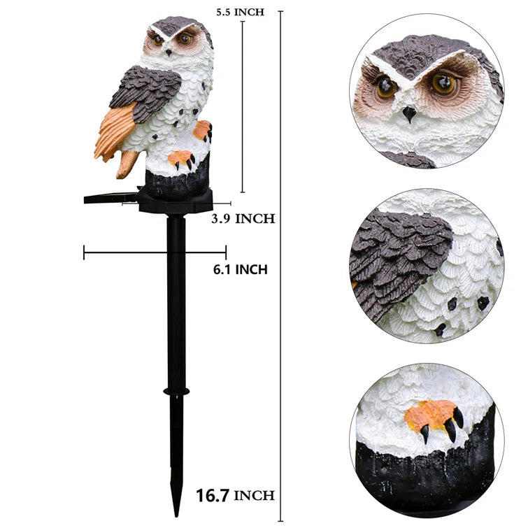 Solar owl garden lamp with decorative post