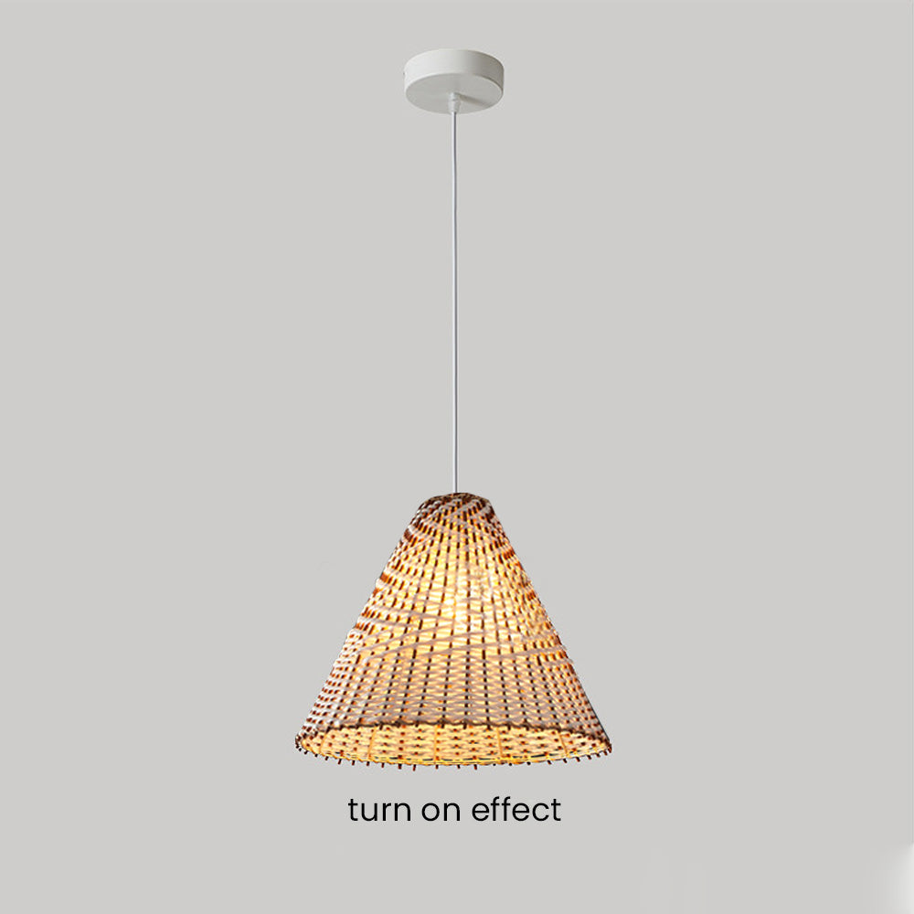 Lámpara colgante boho tejida a mano de mimbre