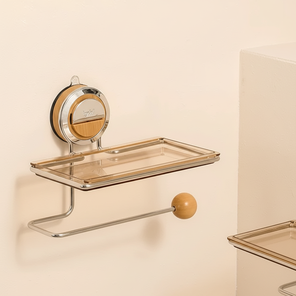 Suction Cup Toilet Paper Holder No Drilling Stainless Steel Easy Install