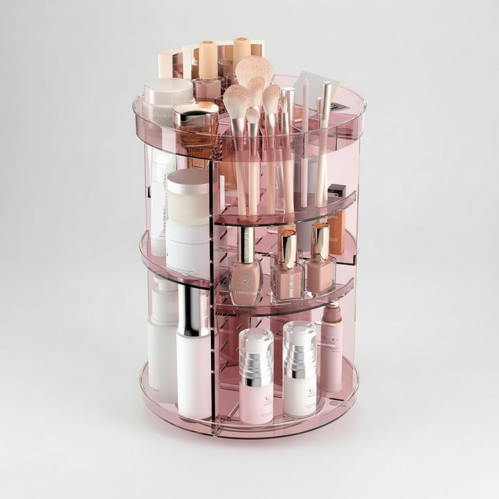 Organizador Giratório de Maquilhagem Alturas Ajustáveis Grande Capacidade