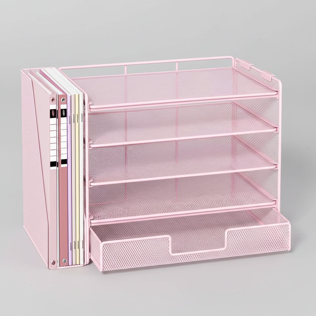 Organizador de Secretária Gaveta Ajustável Suporte Vertical para Pastas Armazenamento de Escritório