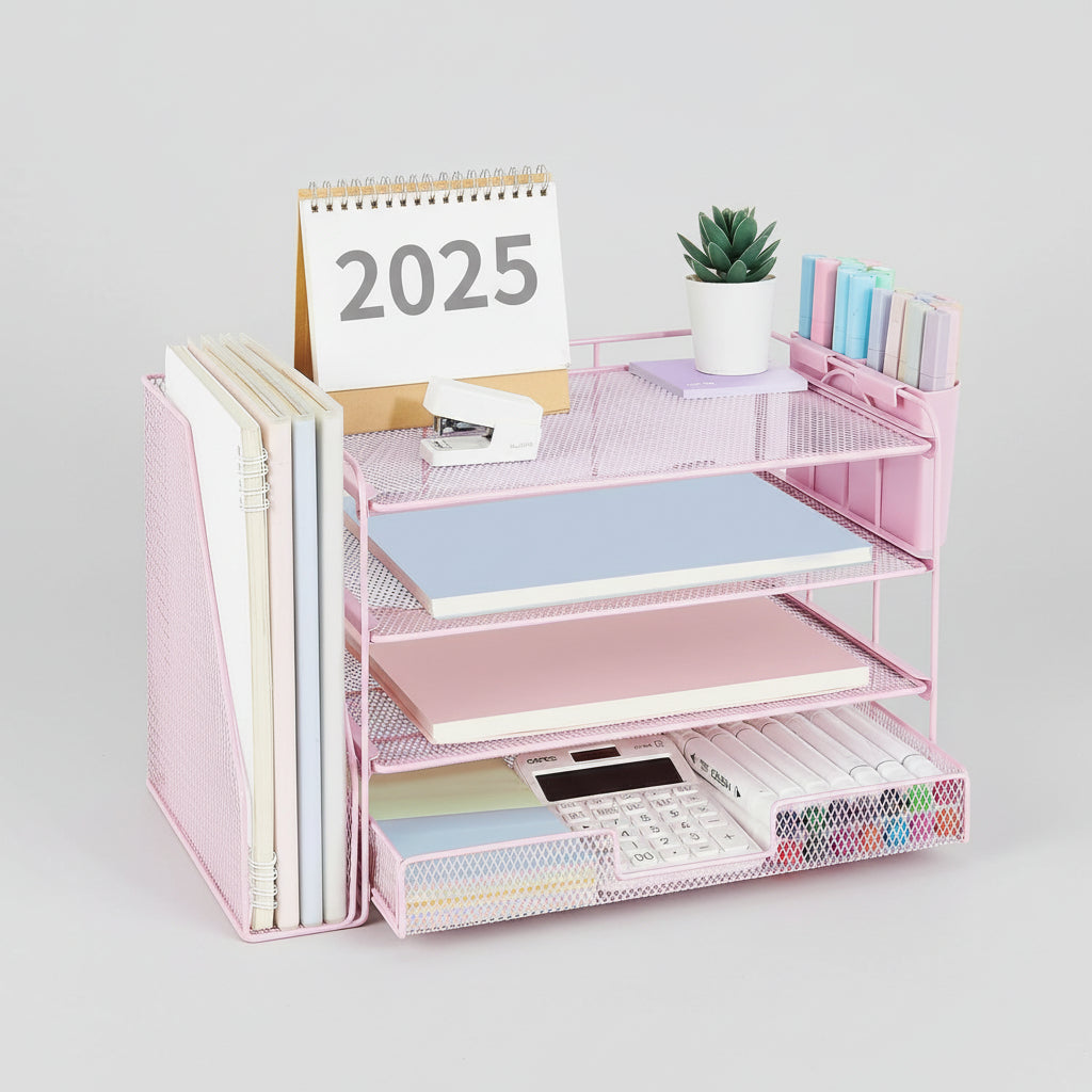 Organizador de Secretária Gaveta Ajustável Suporte Vertical para Pastas Armazenamento de Escritório