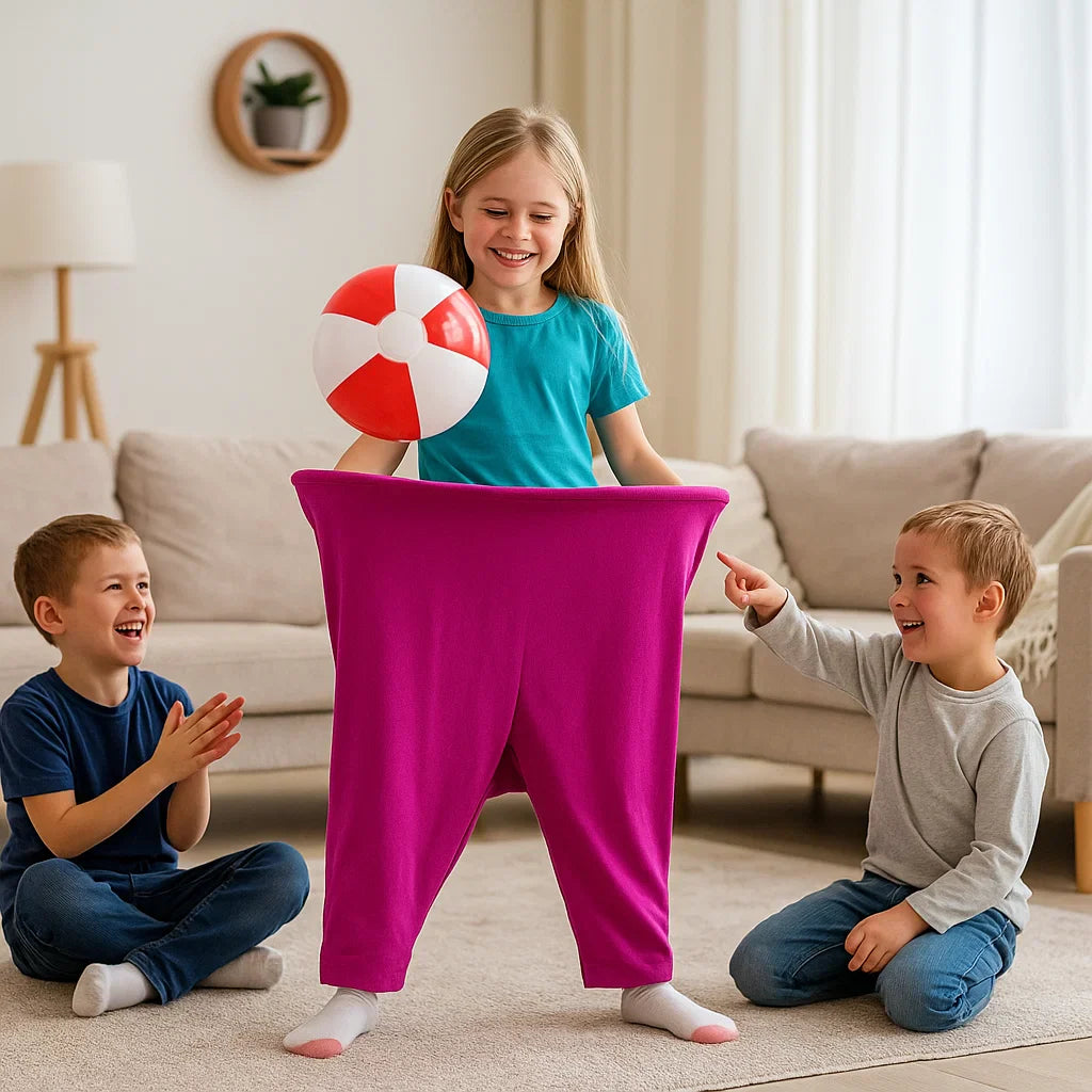 Jogo de Família Calças de Palhaço Apanhar Bolas Diversão Crianças Adultos