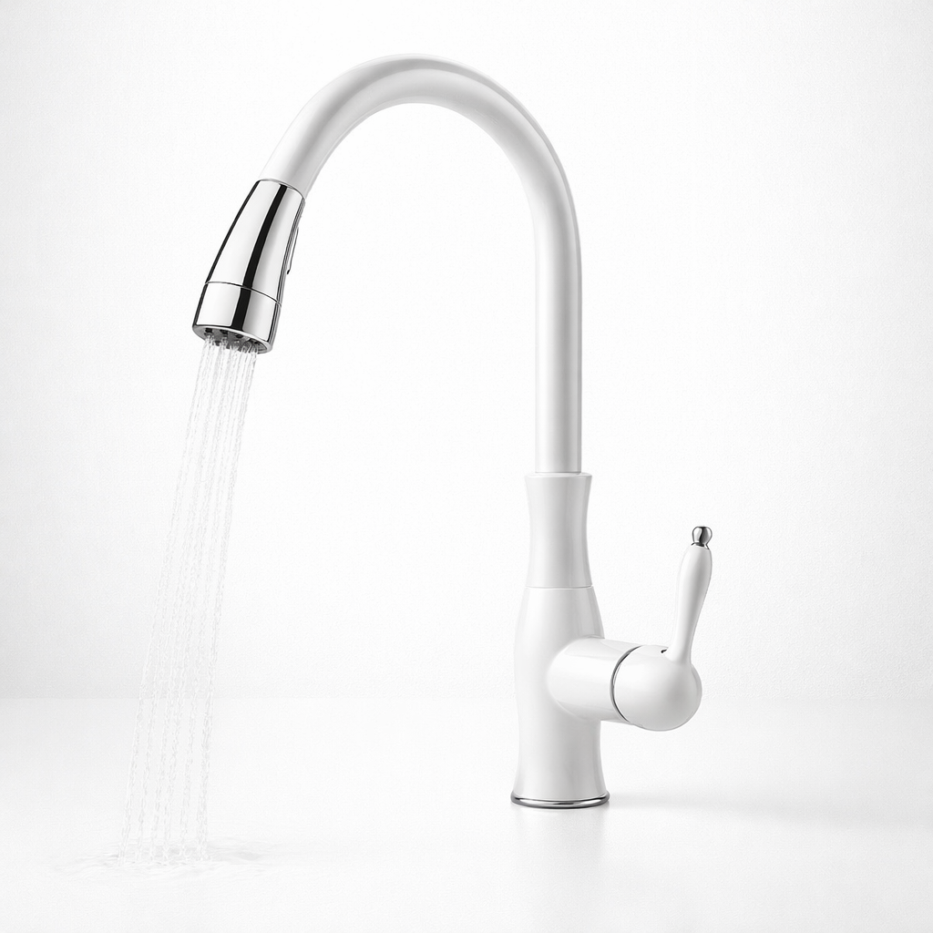 Torneira de Cozinha em Aço Inoxidável Extensível Design Moderno Função de Pulverização