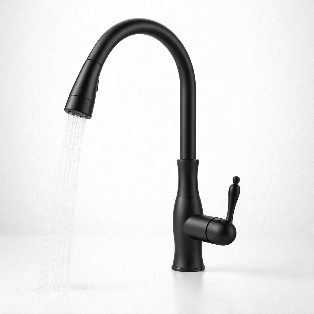 Torneira de Cozinha em Aço Inoxidável Extensível Design Moderno Função de Pulverização