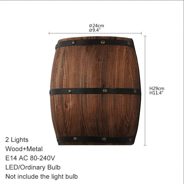 RetroCask - Wooden Wall Lamp | Vintage Barrel Design for Atmospheric Lighting