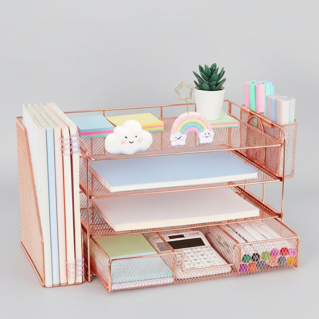 Organizador de Secretária Gaveta Ajustável Suporte Vertical para Pastas Armazenamento de Escritório