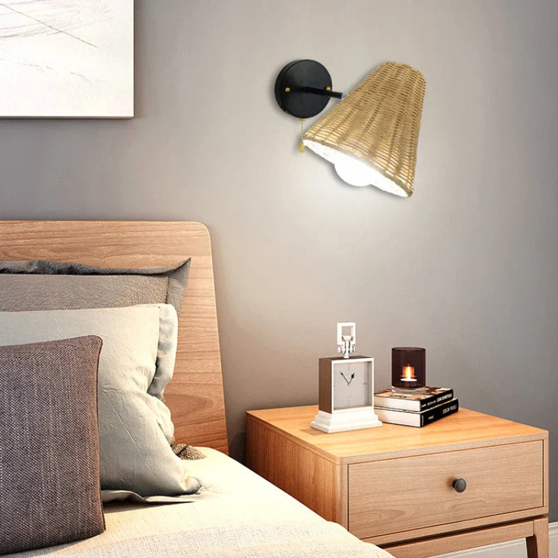 EcoLume - Lámpara de pared tejida giratoria | Sostenible y elegante