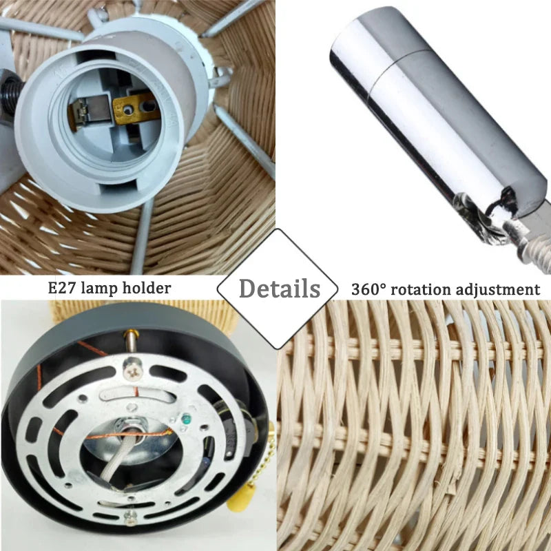 EcoLume - Lámpara de pared tejida giratoria | Sostenible y elegante