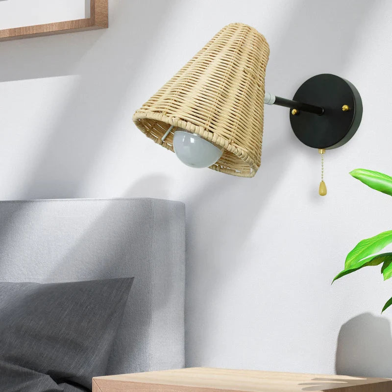 EcoLume - Lámpara de pared tejida giratoria | Sostenible y elegante