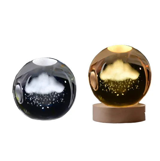 LumiCrystal - 3D LED Nachtlamp met Sterrenprojectie en Houten Basis