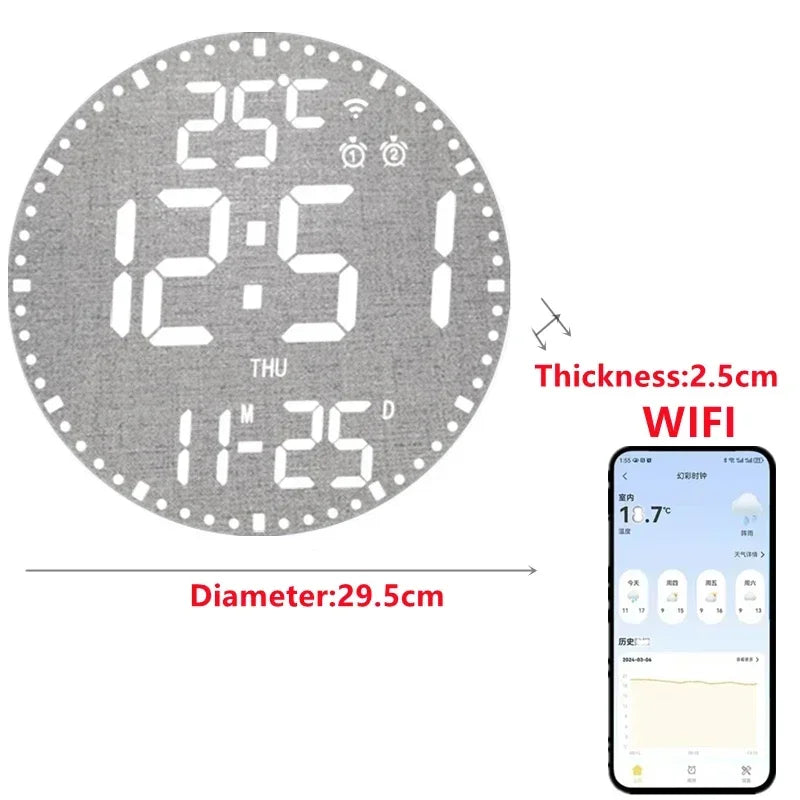 WiFiTime - LED Wall Clock With Calendar and Dual Alarm Function