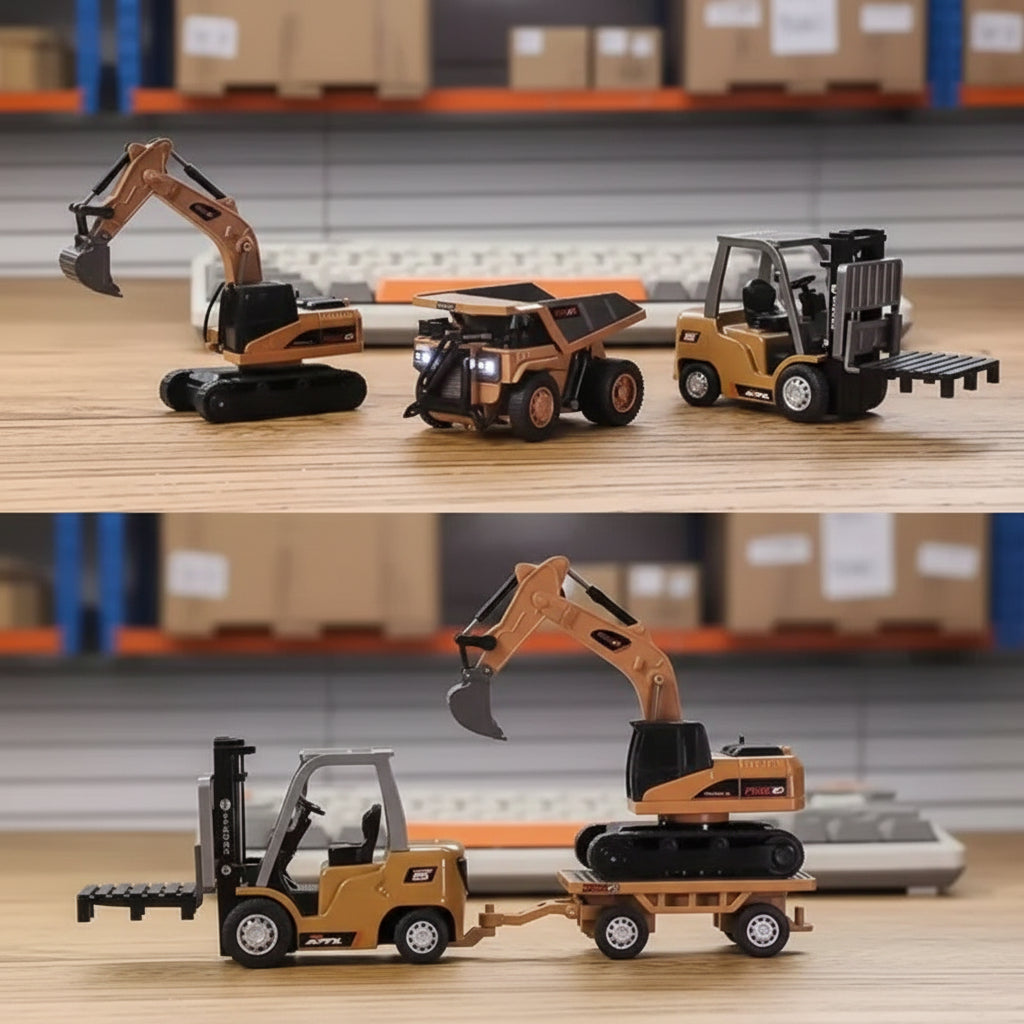 Speelgoed Bouwvoertuigen Set Graafmachine Vorkheftruck