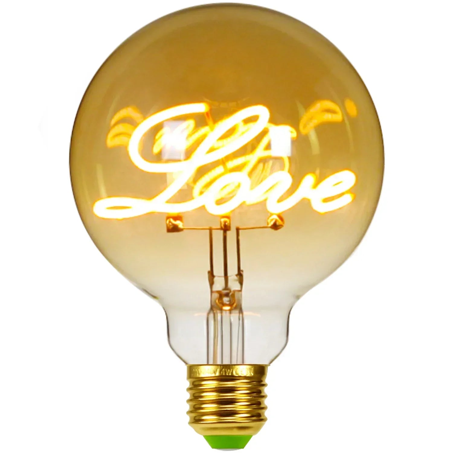 RetroLED - Vintage Tafellamp met Houten Basis en LED Lamp met Inscriptie