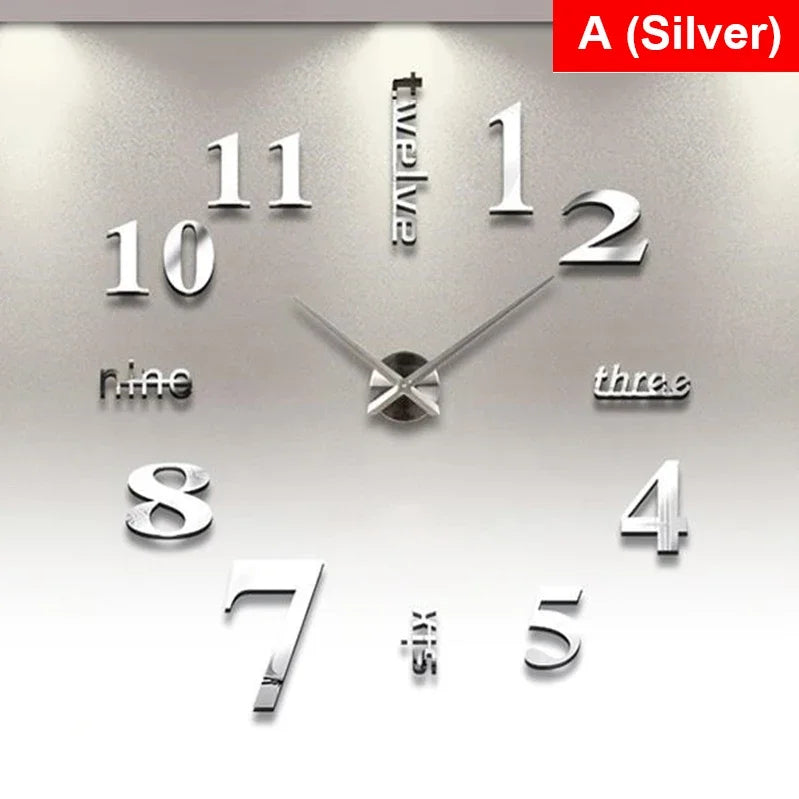 Reloj de pared DIY 3D con números romanos para decoración moderna