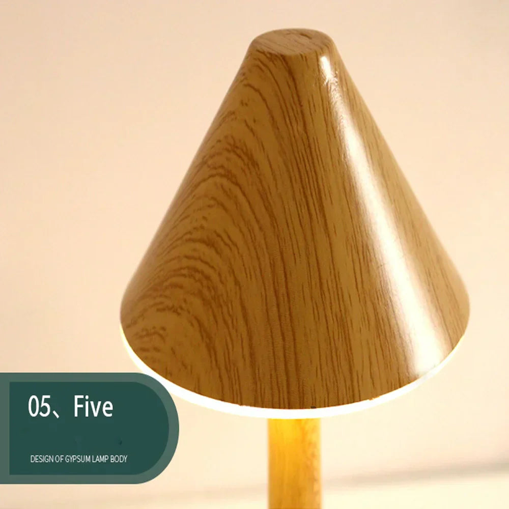LumaWood - Oplaadbare LED Tafellamp met Houten Design, Dimbaar en Draadloos