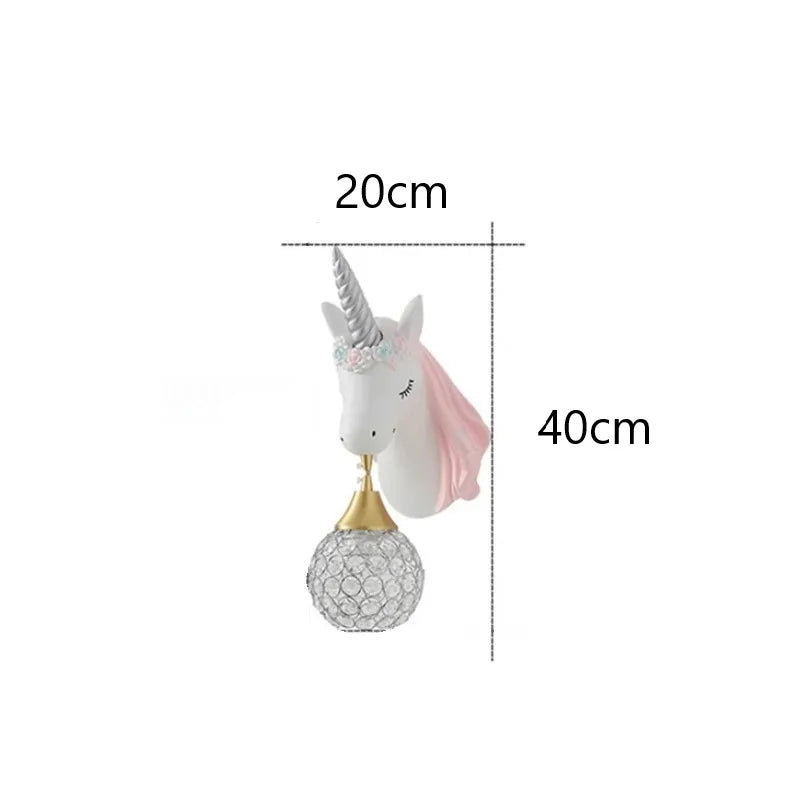 UnicornLicht - Lámpara de pared para habitación infantil moderna con dibujos animados