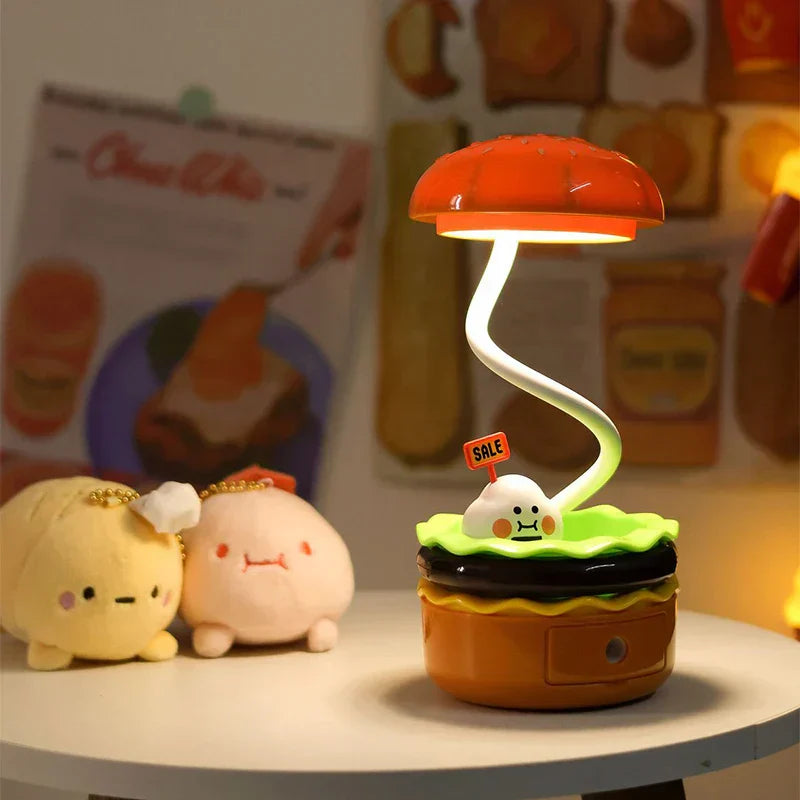 LumiGlow - LED Hamburger Nachtlamp met Puntenslijper, Creatieve Bureaulamp
