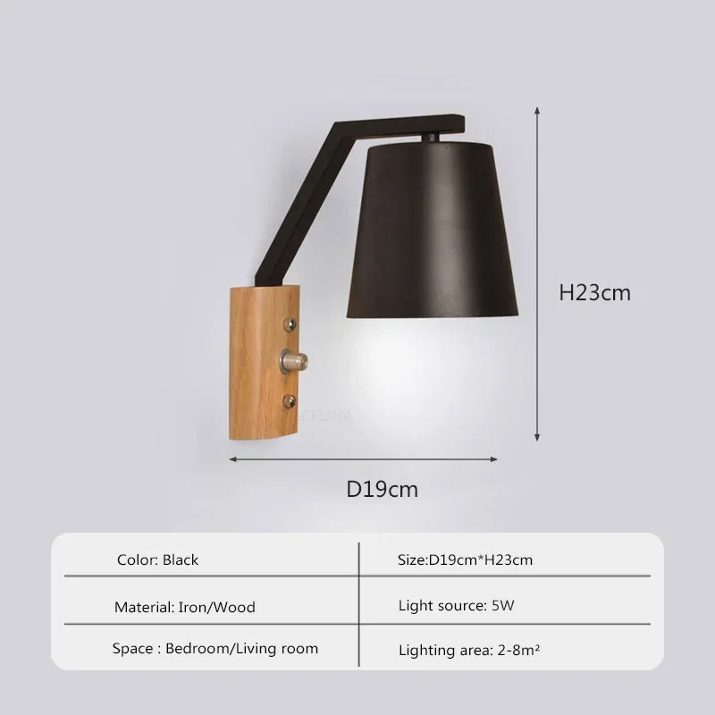 HoutLicht - Lámpara de pared LED con interruptor Lámpara de noche Decoración para sala de estar