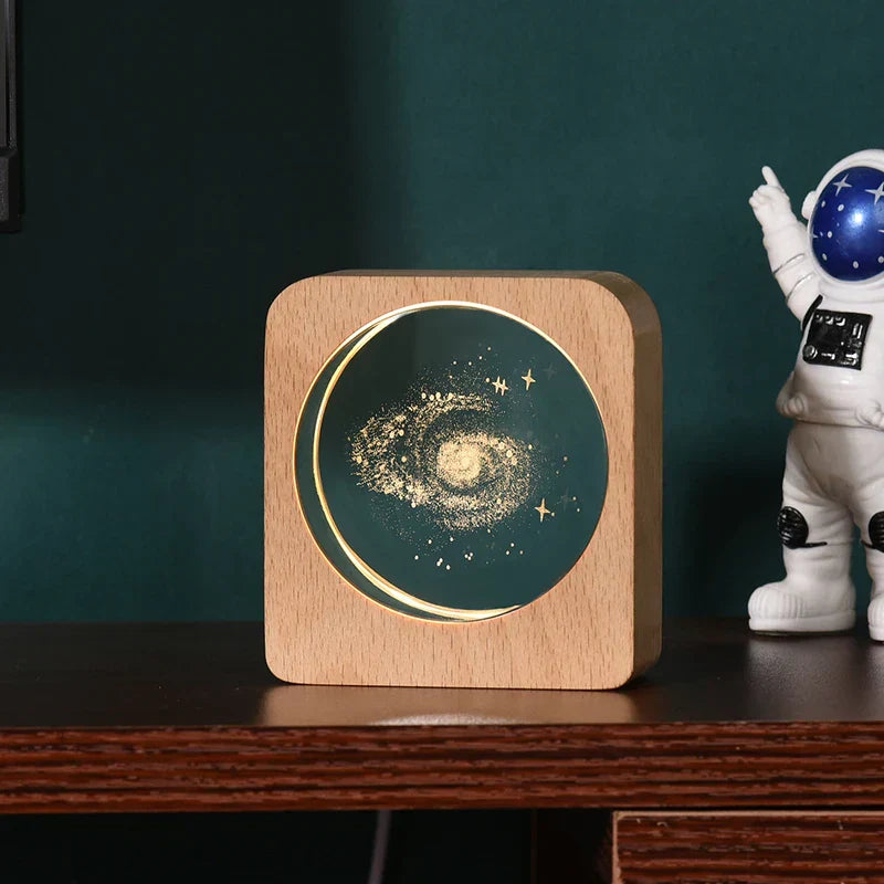 LumiWood - Lampada Notturna in Legno 3D con Incisione e Illuminazione LED Calda