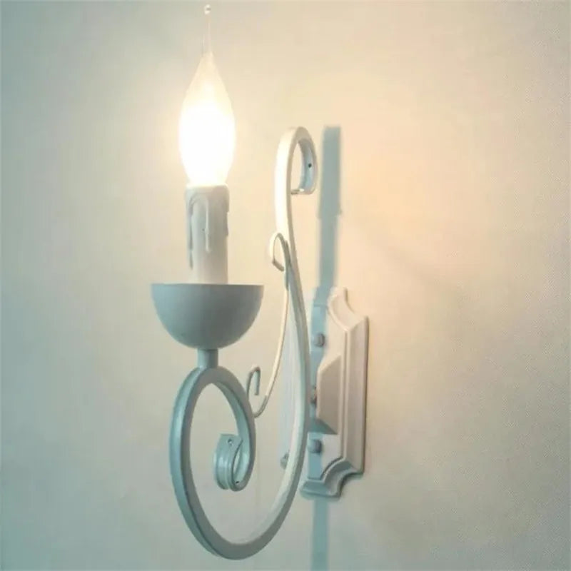 VintageGlow - Witte Metalen Muurlamp Met Kaarslicht E14