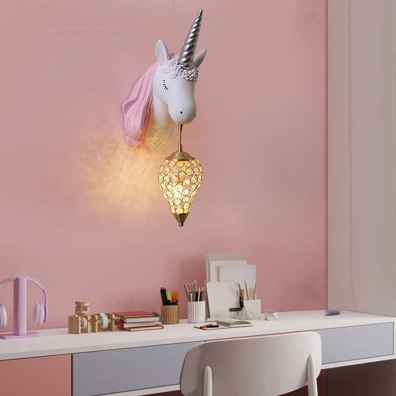 UnicornLicht - Lámpara de pared para habitación infantil moderna con dibujos animados