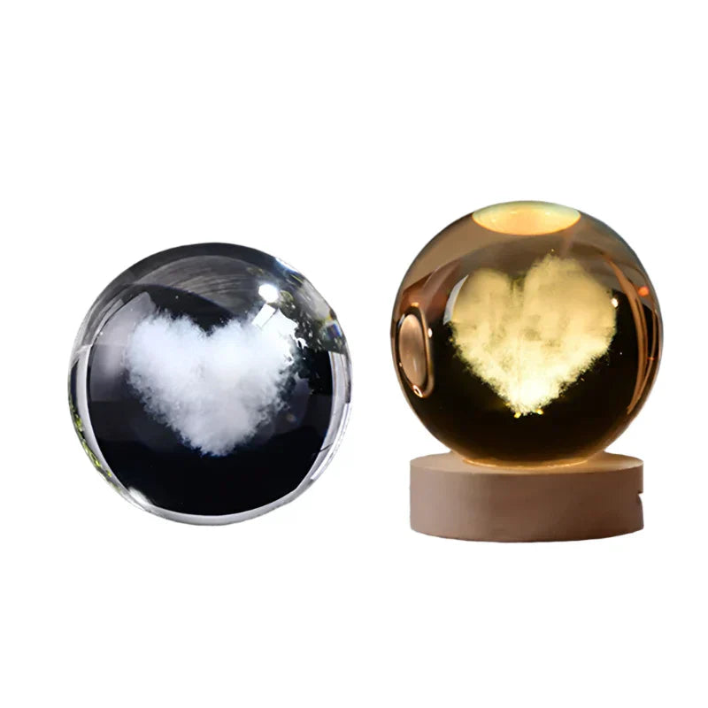 LumiCrystal - 3D LED Nachtlamp met Sterrenprojectie en Houten Basis