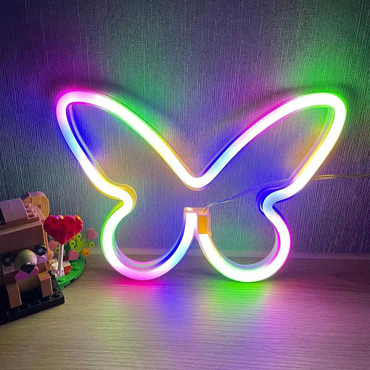 GlowWings - LED Vlinderlamp, Kleurrijke Neon Decoratie voor Kinderkamer en Slaapkamer