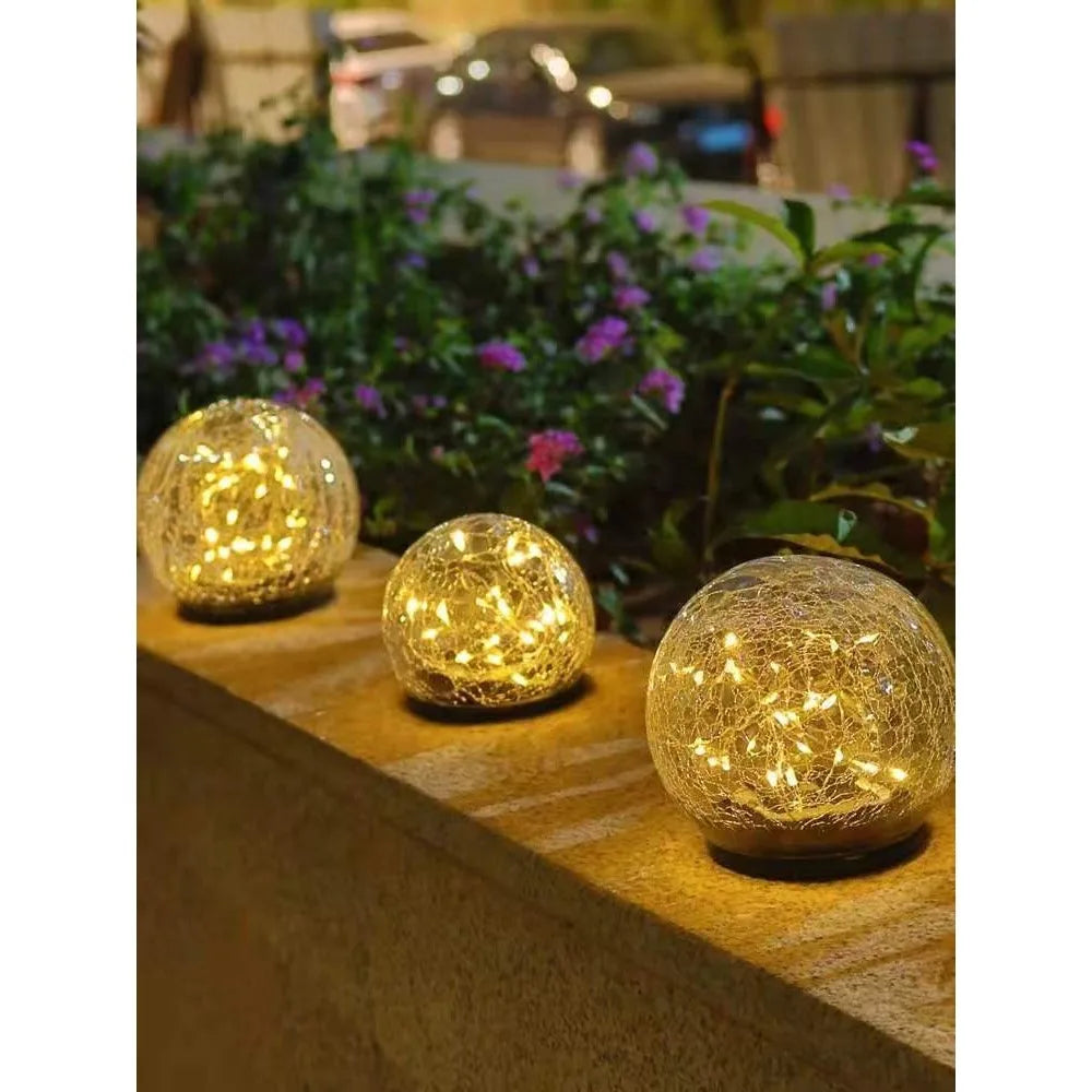 GlowSphere - Solar LED Garden Lamps in Broken Glass Design