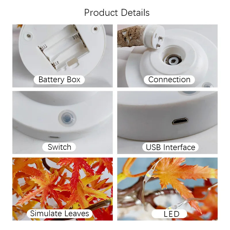 LumiLeaf - Lámpara Bonsái de Arce LED – Lámpara de Mesa Ambiental para Salón y Dormitorio